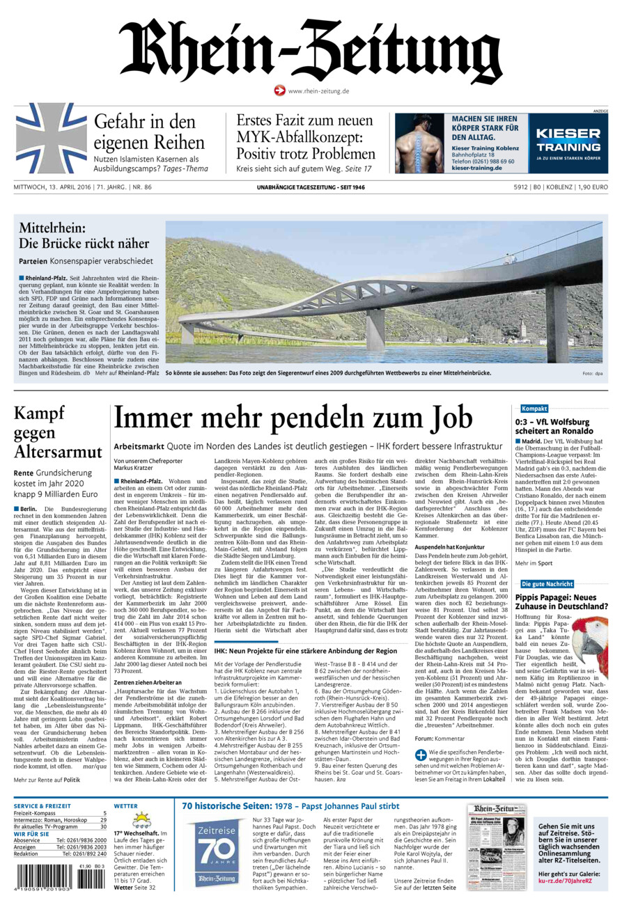 Rhein-Zeitung Koblenz & Region vom Mittwoch, 13.04.2016