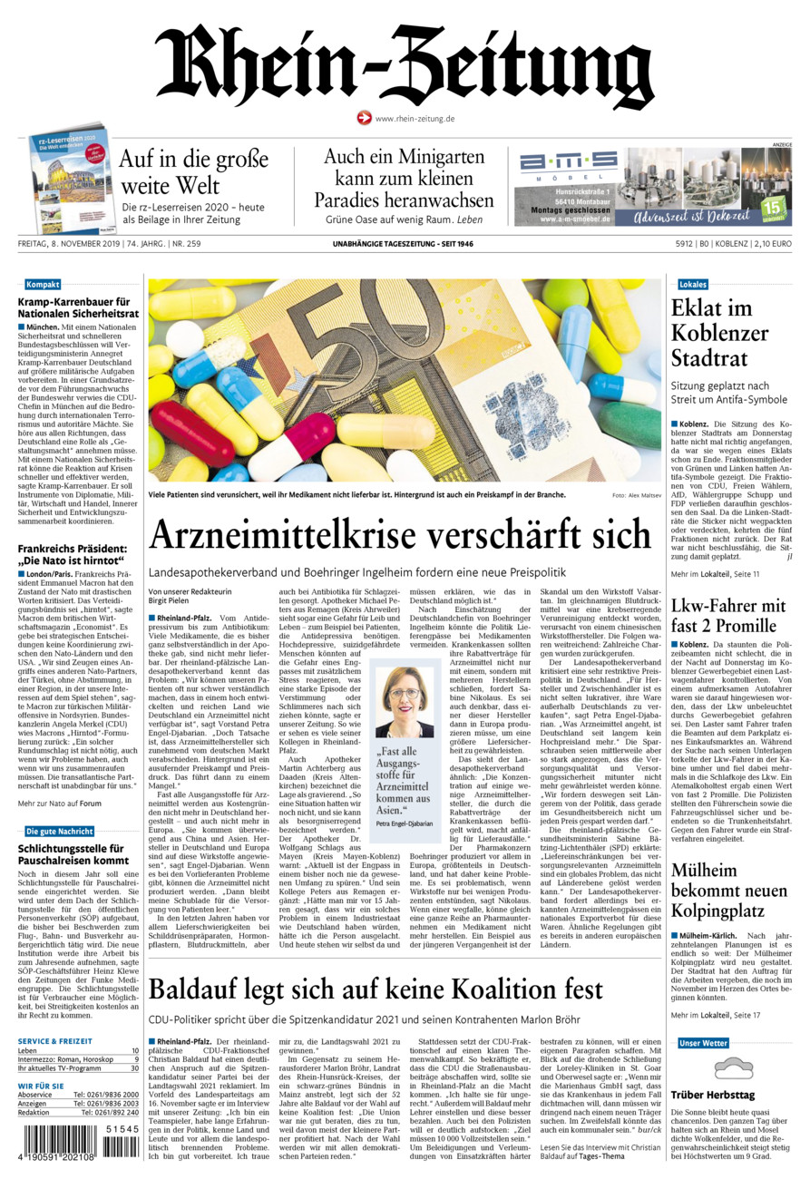Rhein-Zeitung Koblenz & Region vom Freitag, 08.11.2019