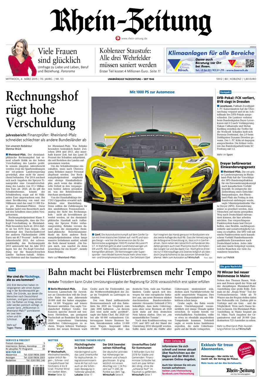 Rhein-Zeitung Koblenz & Region vom Mittwoch, 04.03.2015