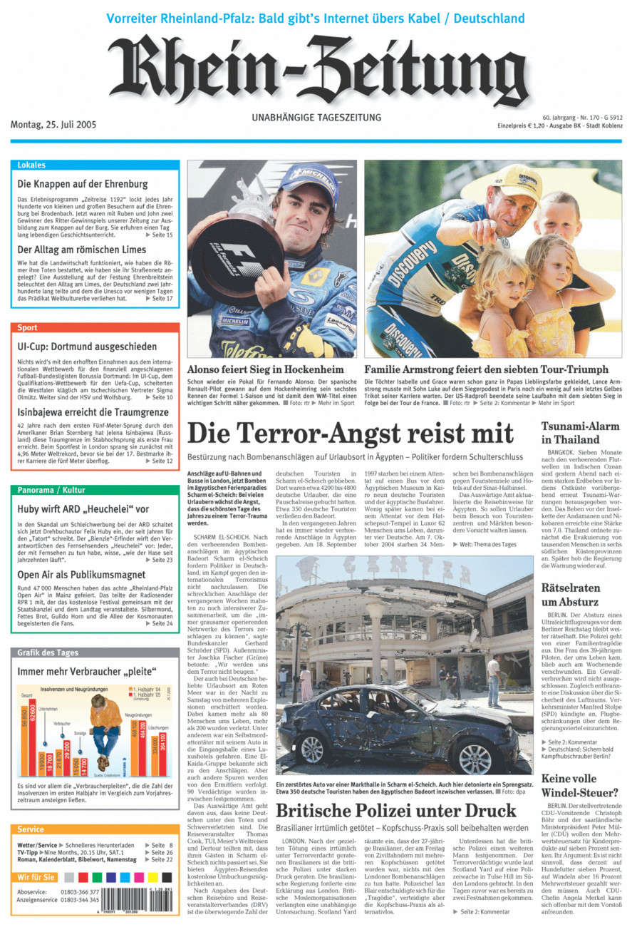 Rhein-Zeitung Koblenz & Region vom Montag, 25.07.2005