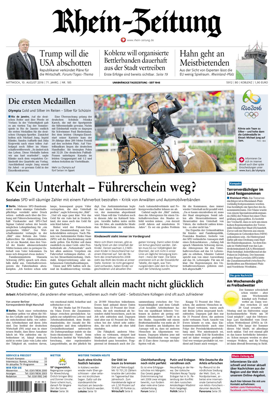 Rhein-Zeitung Koblenz & Region vom Mittwoch, 10.08.2016