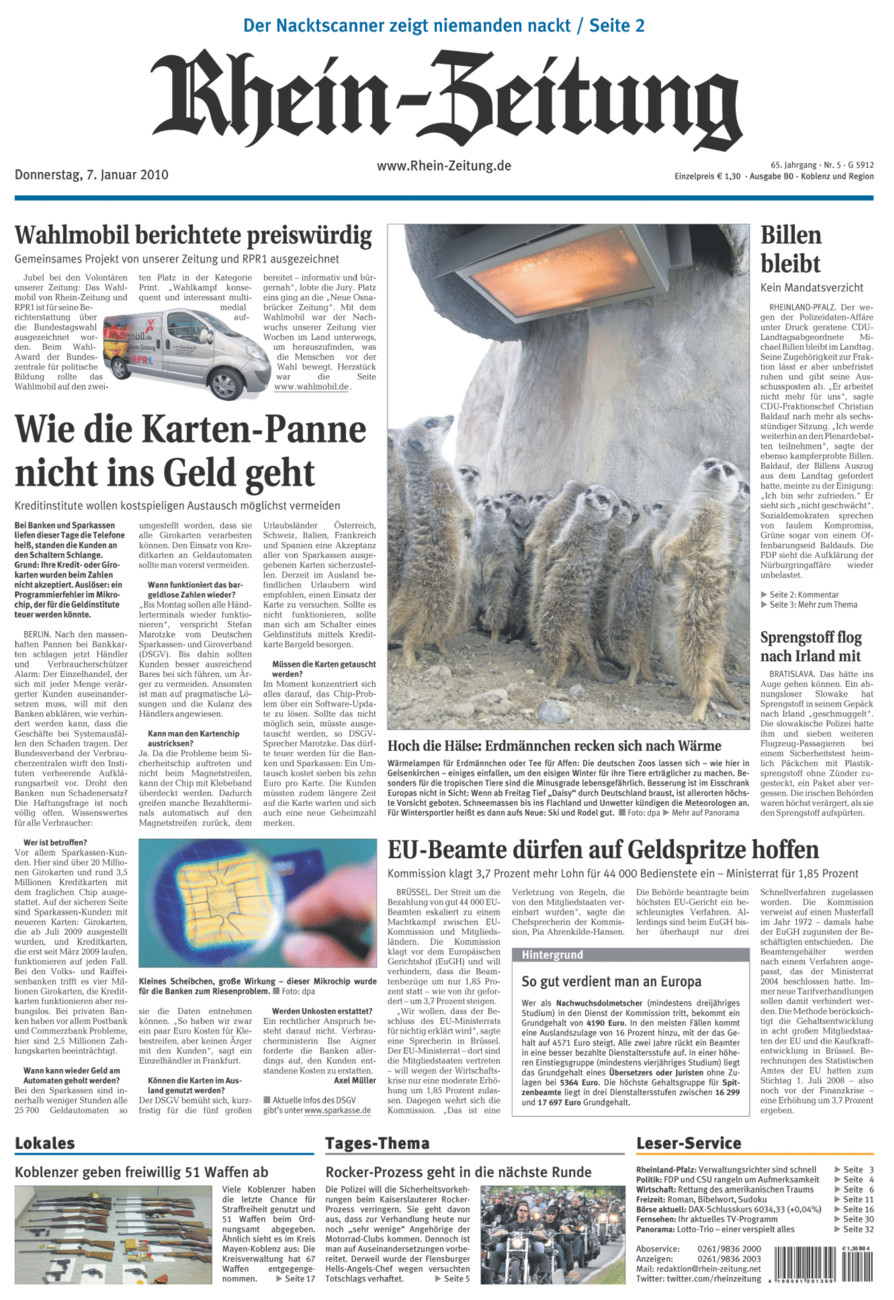 Rhein-Zeitung Koblenz & Region vom Donnerstag, 07.01.2010