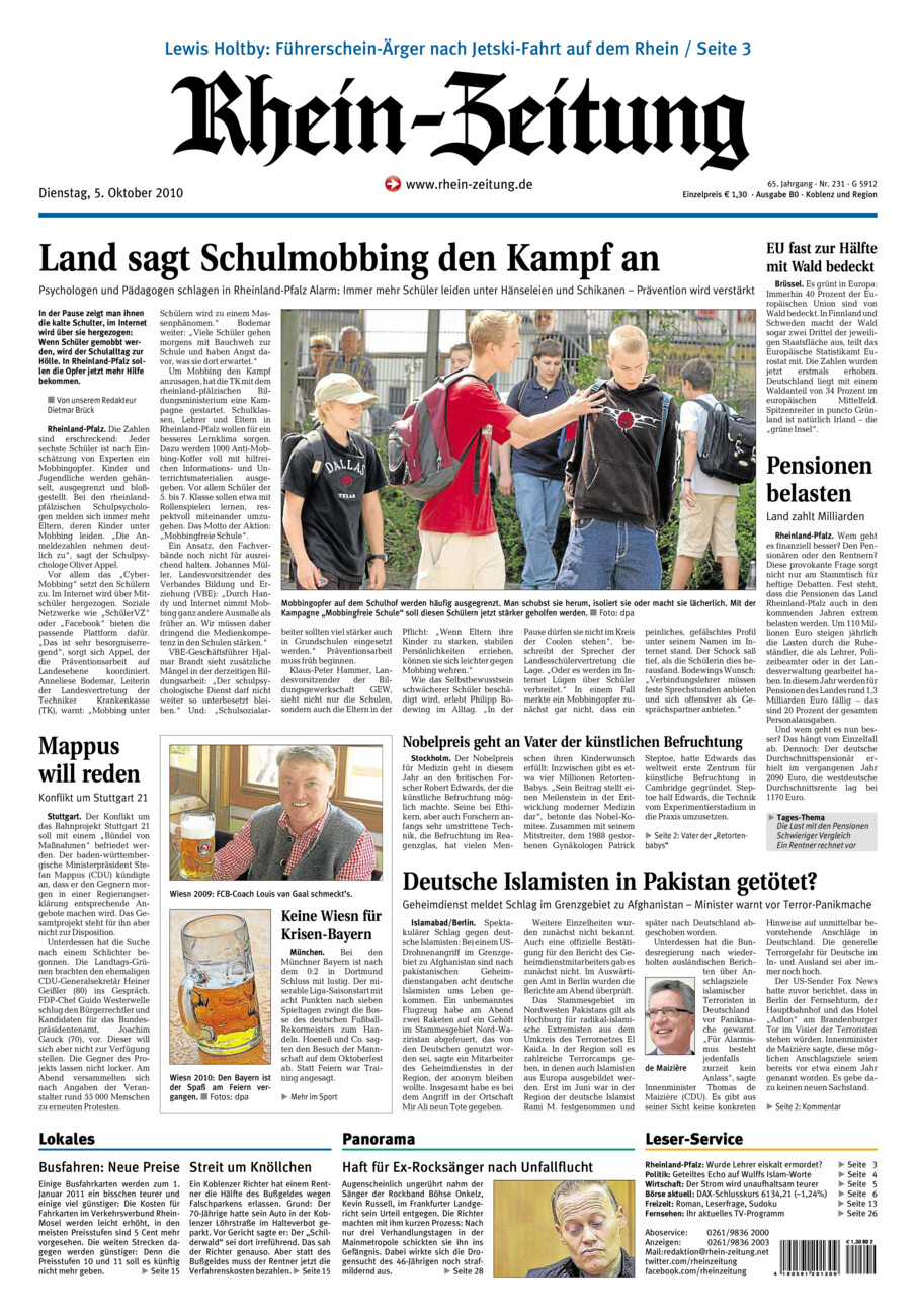 Rhein-Zeitung Koblenz & Region vom Dienstag, 05.10.2010