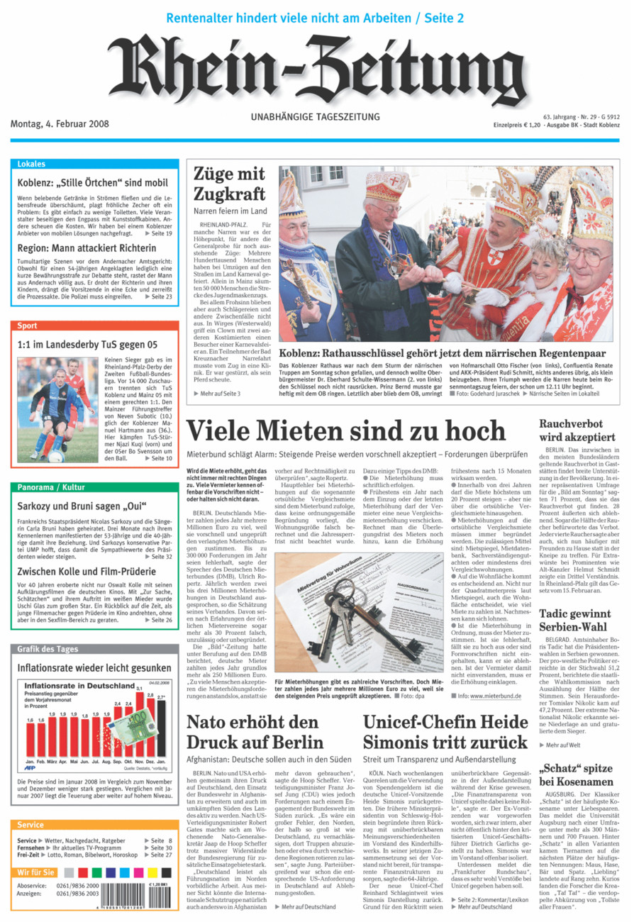 Rhein-Zeitung Koblenz & Region vom Montag, 04.02.2008