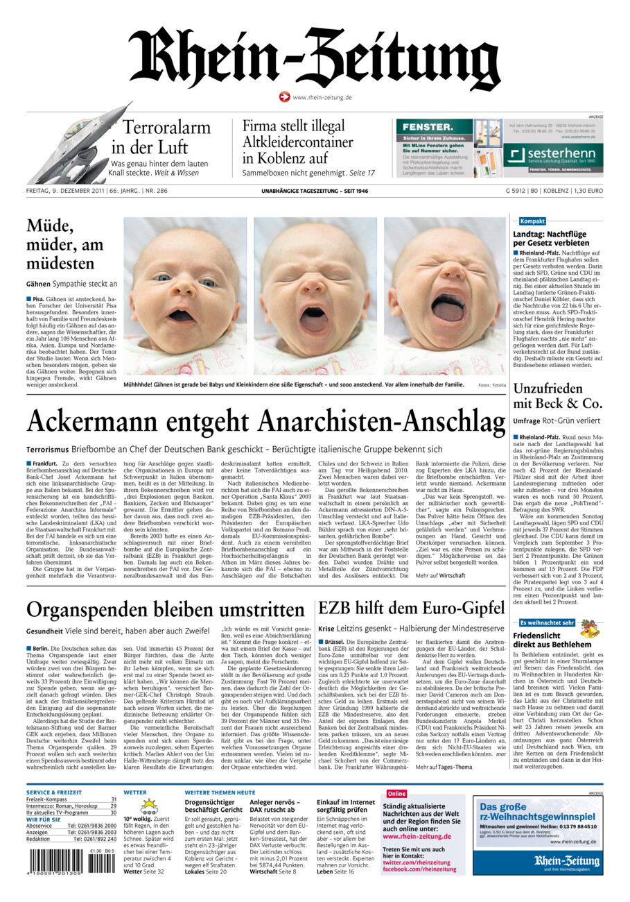 Rhein-Zeitung Koblenz & Region vom Freitag, 09.12.2011