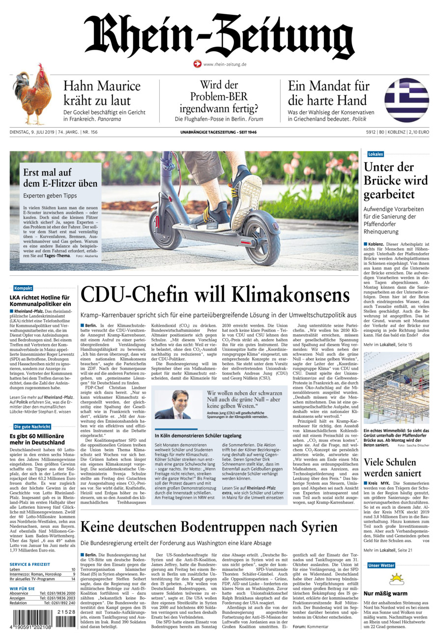 Rhein-Zeitung Koblenz & Region vom Dienstag, 09.07.2019