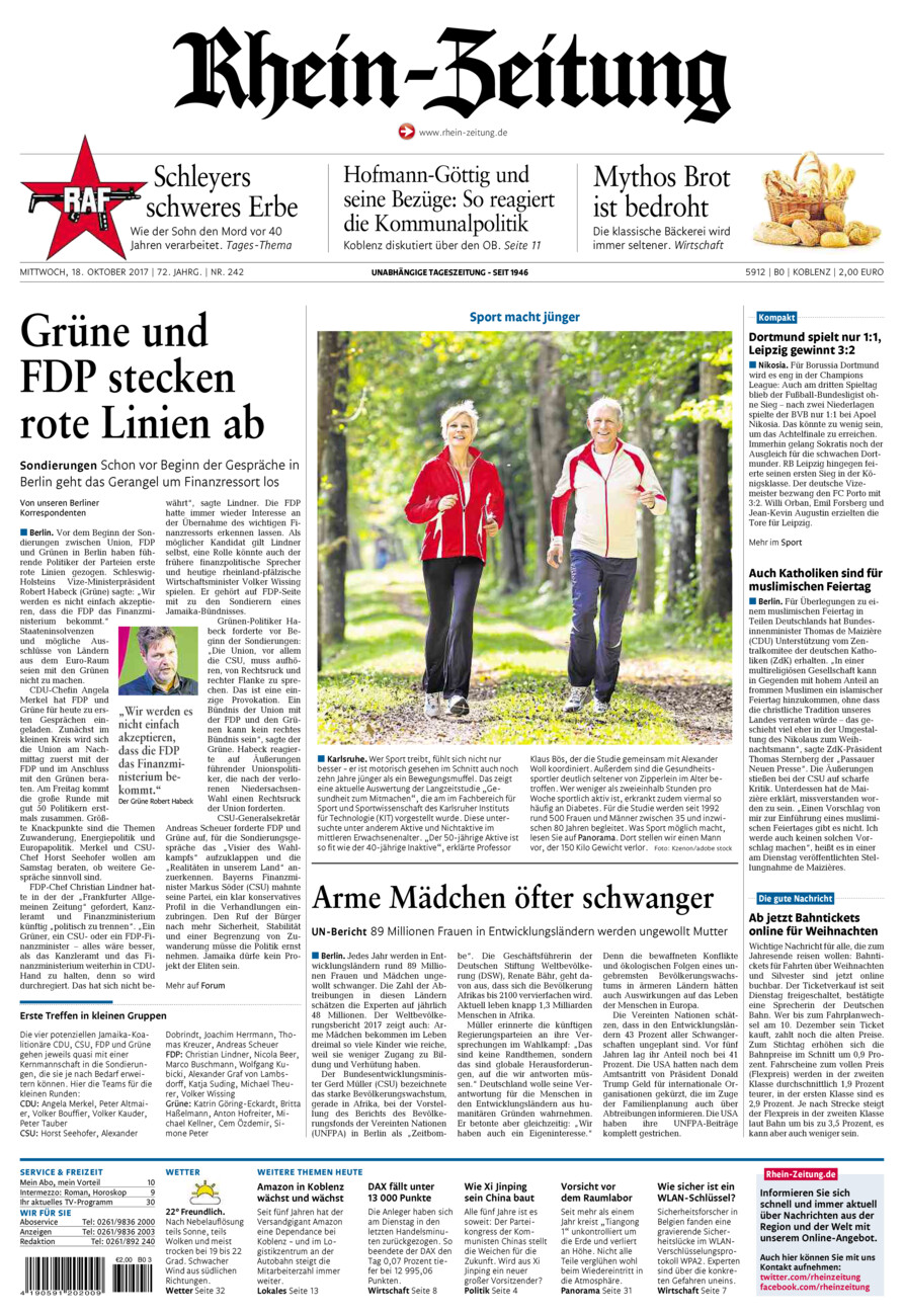 Rhein-Zeitung Koblenz & Region vom Mittwoch, 18.10.2017