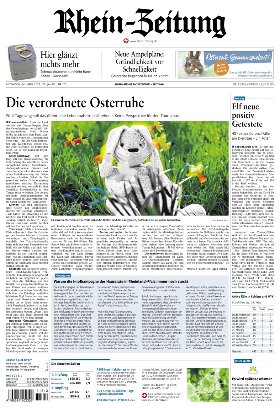 Rhein-Zeitung Koblenz & Region vom Mittwoch, 24.03.2021