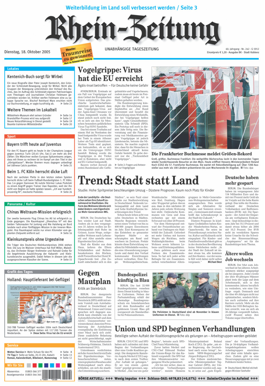 Rhein-Zeitung Koblenz & Region vom Dienstag, 18.10.2005