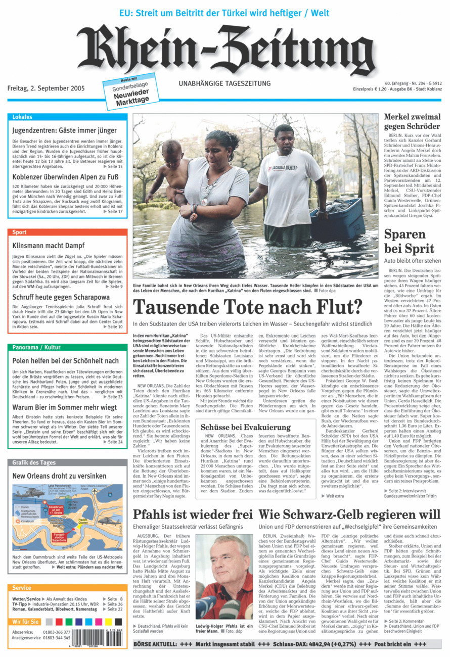 Rhein-Zeitung Koblenz & Region vom Freitag, 02.09.2005