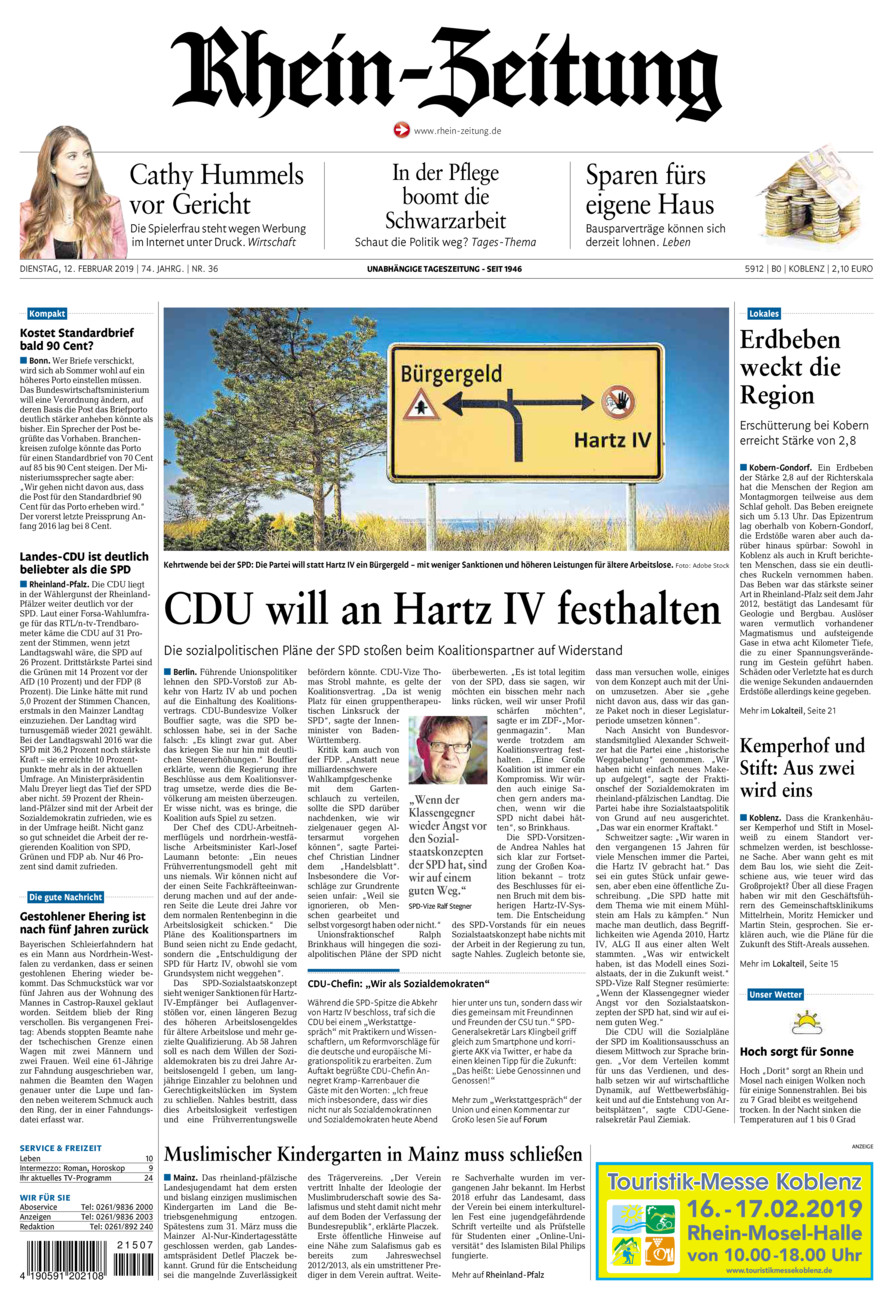 Rhein-Zeitung Koblenz & Region vom Dienstag, 12.02.2019