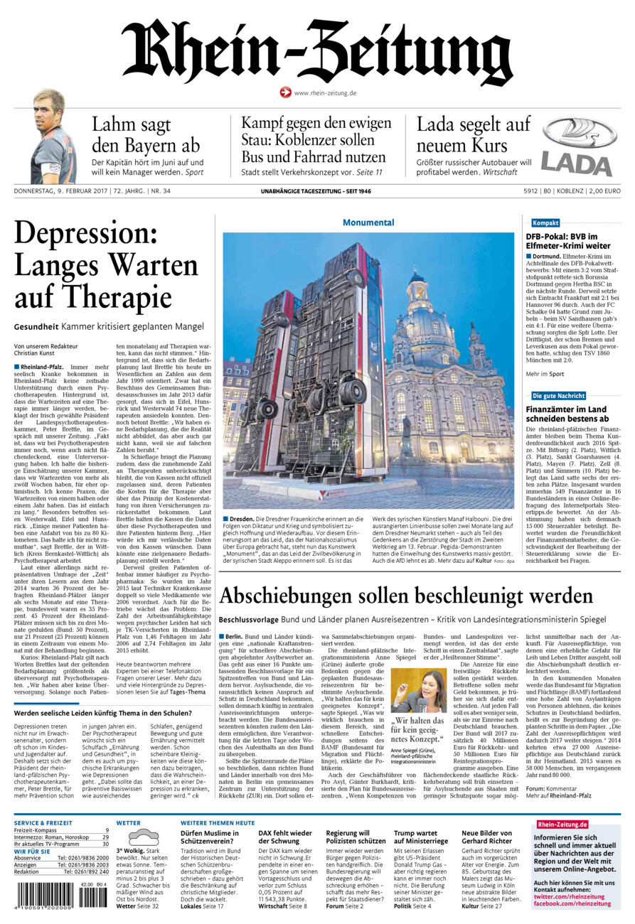 Rhein-Zeitung Koblenz & Region vom Donnerstag, 09.02.2017