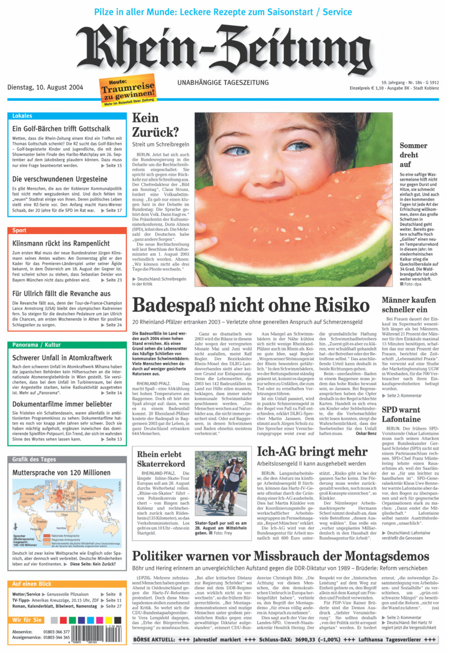 Rhein-Zeitung Koblenz & Region vom Dienstag, 10.08.2004