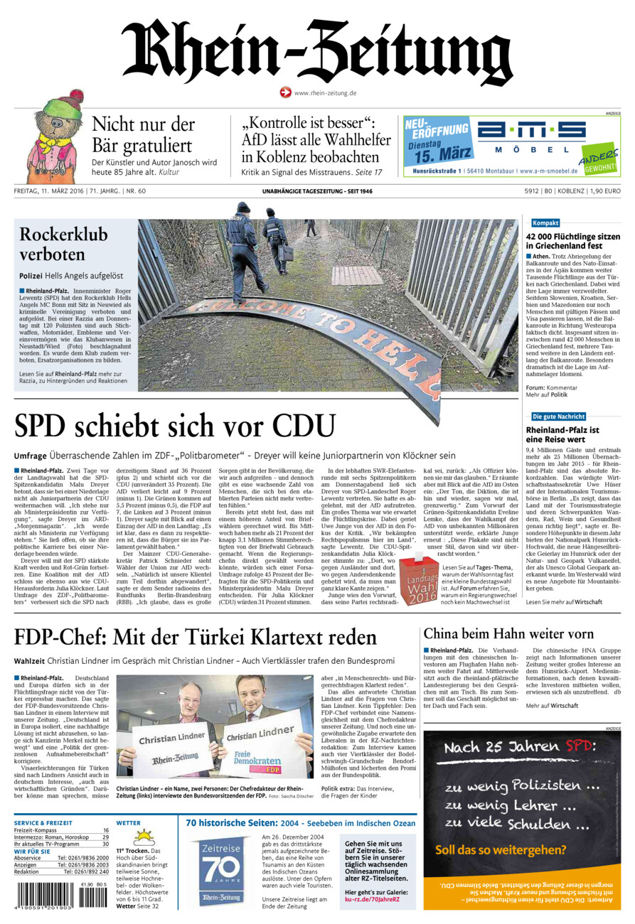 Rhein-Zeitung Koblenz & Region vom Freitag, 11.03.2016