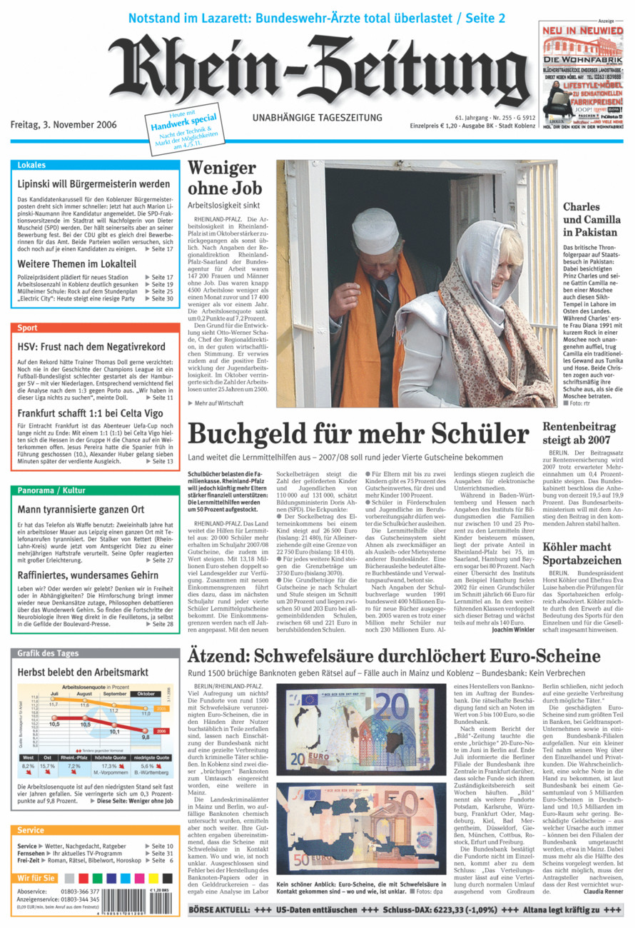 Rhein-Zeitung Koblenz & Region vom Freitag, 03.11.2006
