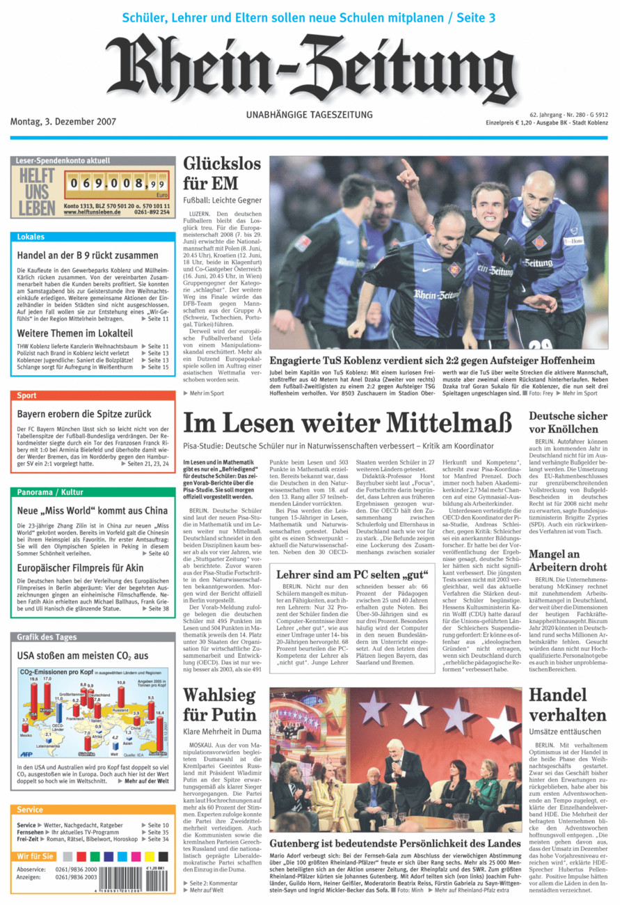 Rhein-Zeitung Koblenz & Region vom Montag, 03.12.2007