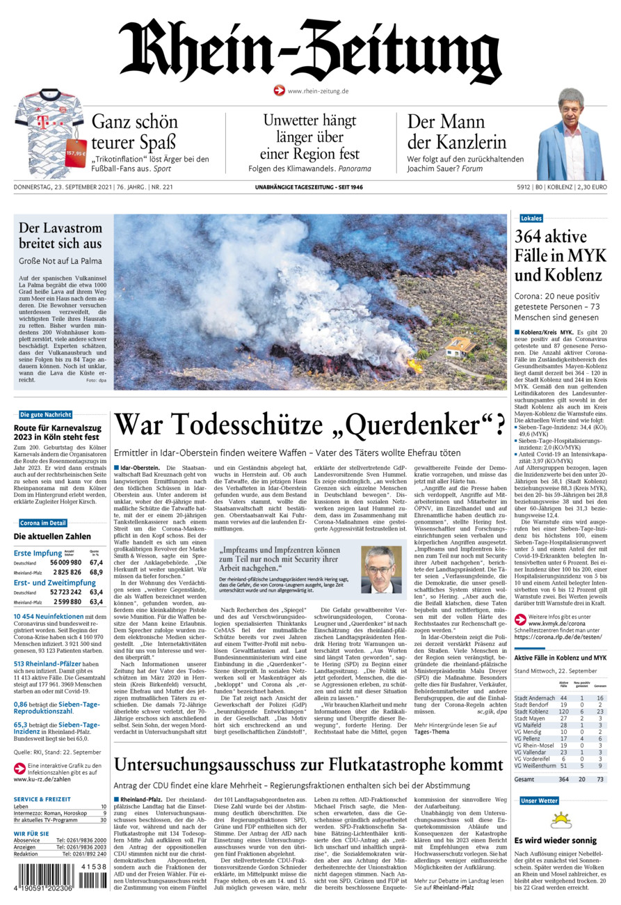 Rhein-Zeitung Koblenz & Region vom Donnerstag, 23.09.2021