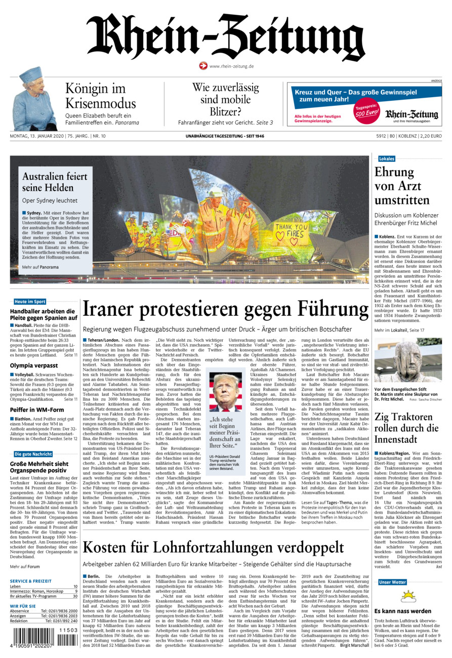 Rhein-Zeitung Koblenz & Region vom Montag, 13.01.2020