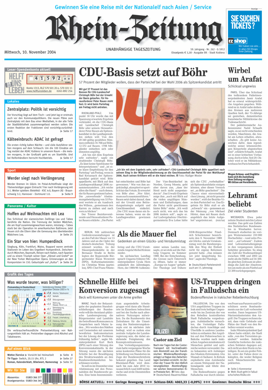Rhein-Zeitung Koblenz & Region vom Mittwoch, 10.11.2004