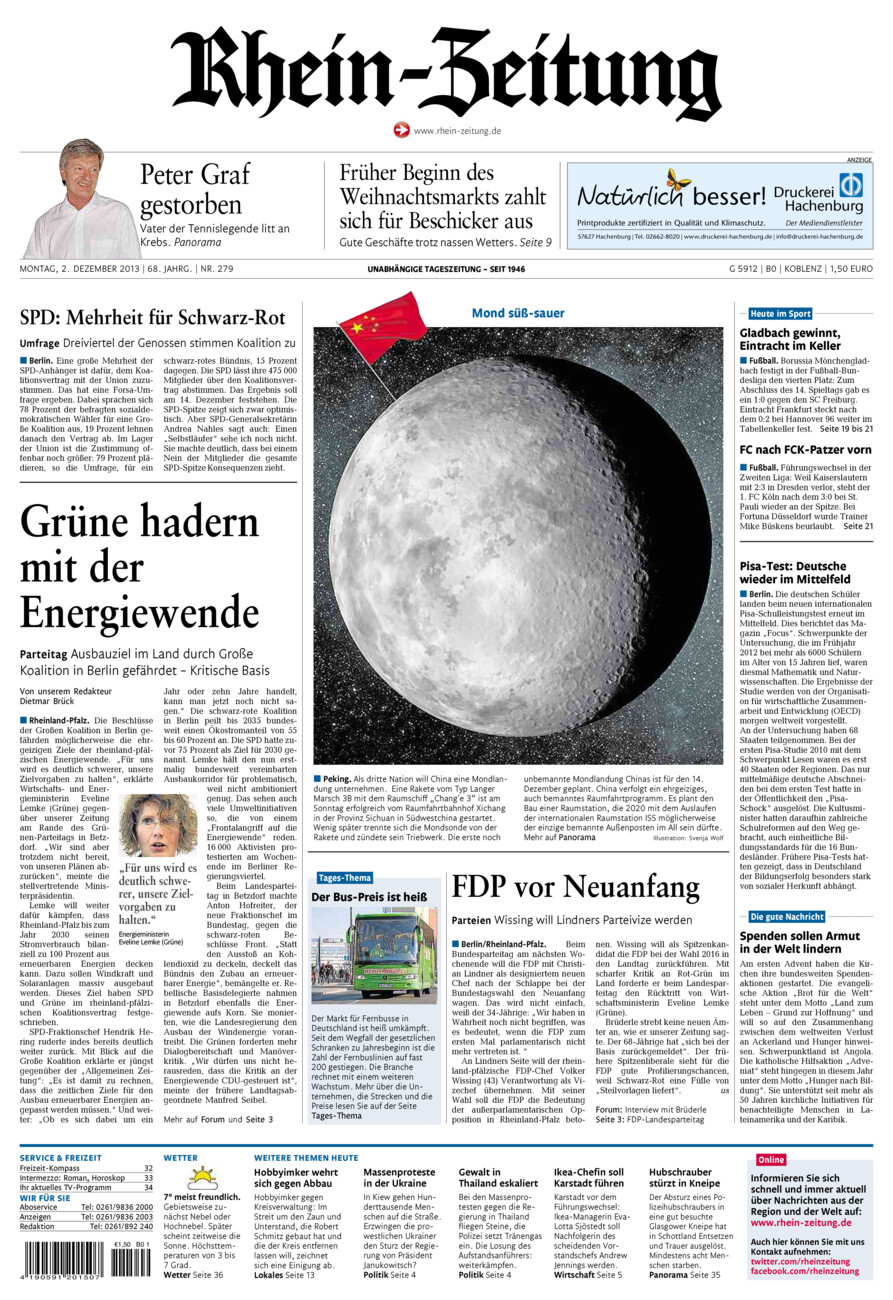 Rhein-Zeitung Koblenz & Region vom Montag, 02.12.2013