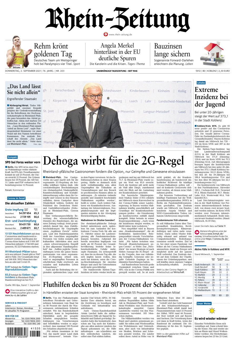 Rhein-Zeitung Koblenz & Region vom Donnerstag, 02.09.2021