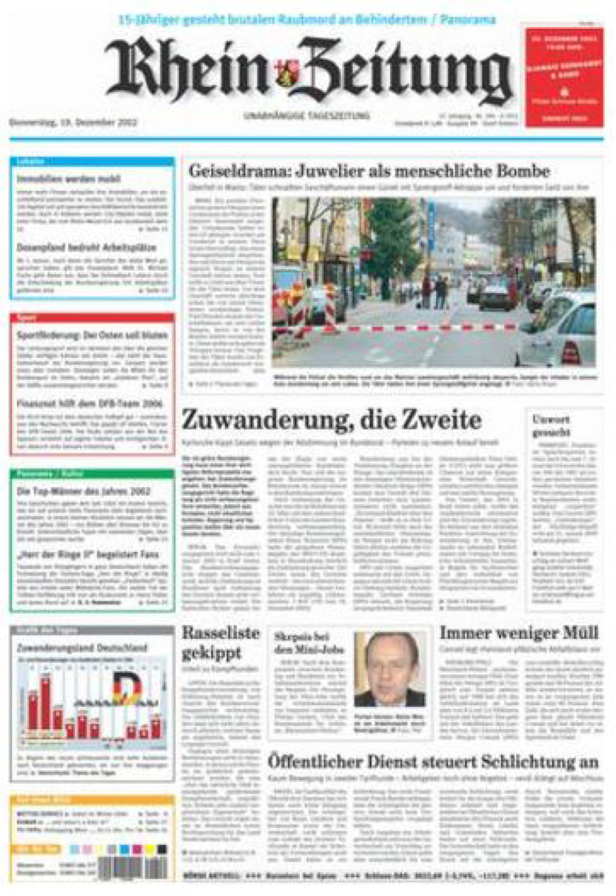 Rhein-Zeitung Koblenz & Region vom Donnerstag, 19.12.2002