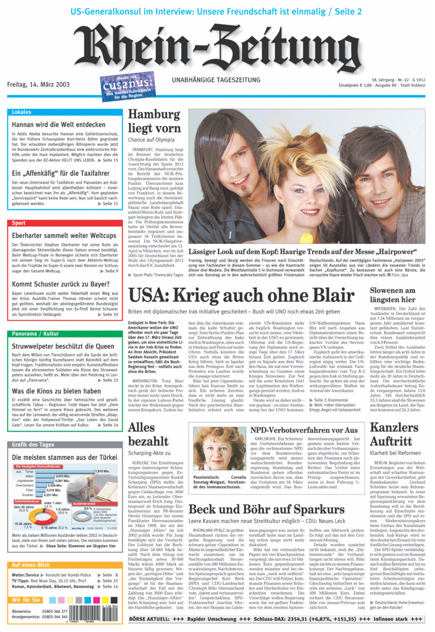 Rhein-Zeitung Koblenz & Region vom Freitag, 14.03.2003