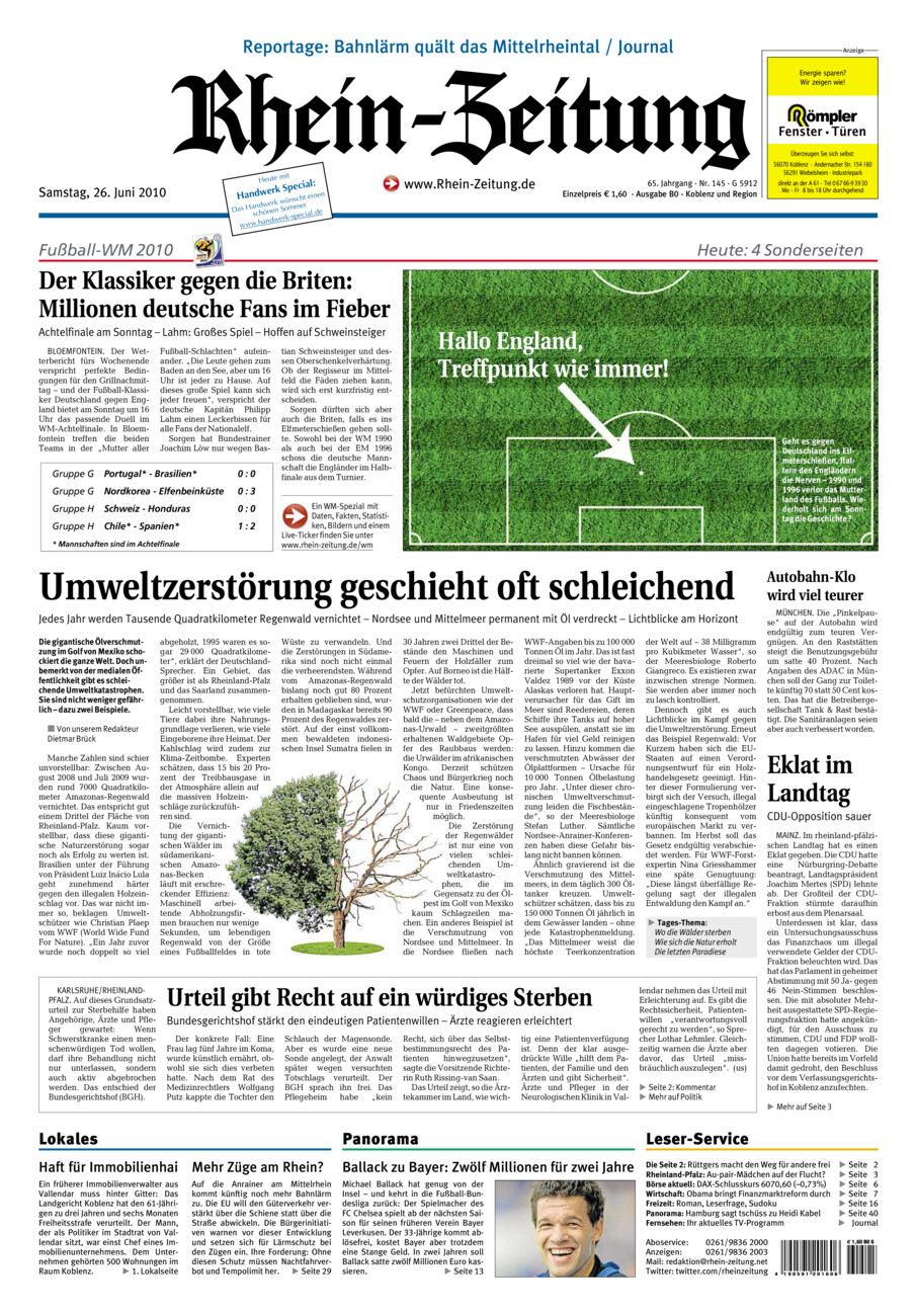 Rhein-Zeitung Koblenz & Region vom Samstag, 26.06.2010