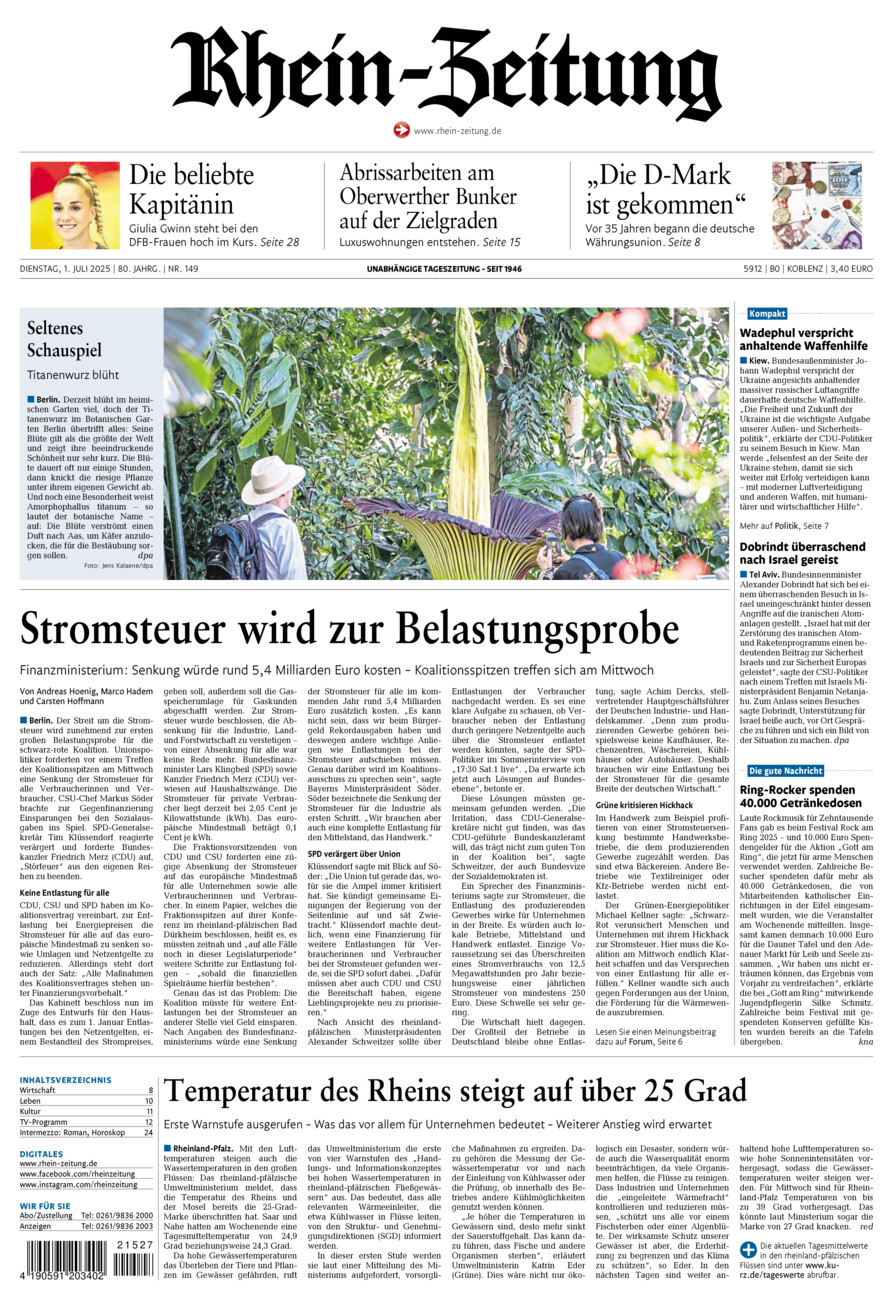 Rhein-Zeitung Koblenz & Region vom Dienstag, 01.07.2025