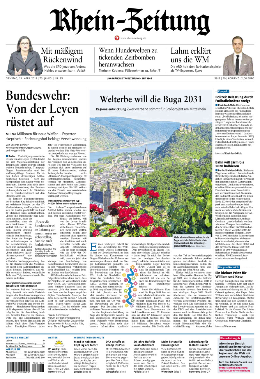 Rhein-Zeitung Koblenz & Region vom Dienstag, 24.04.2018