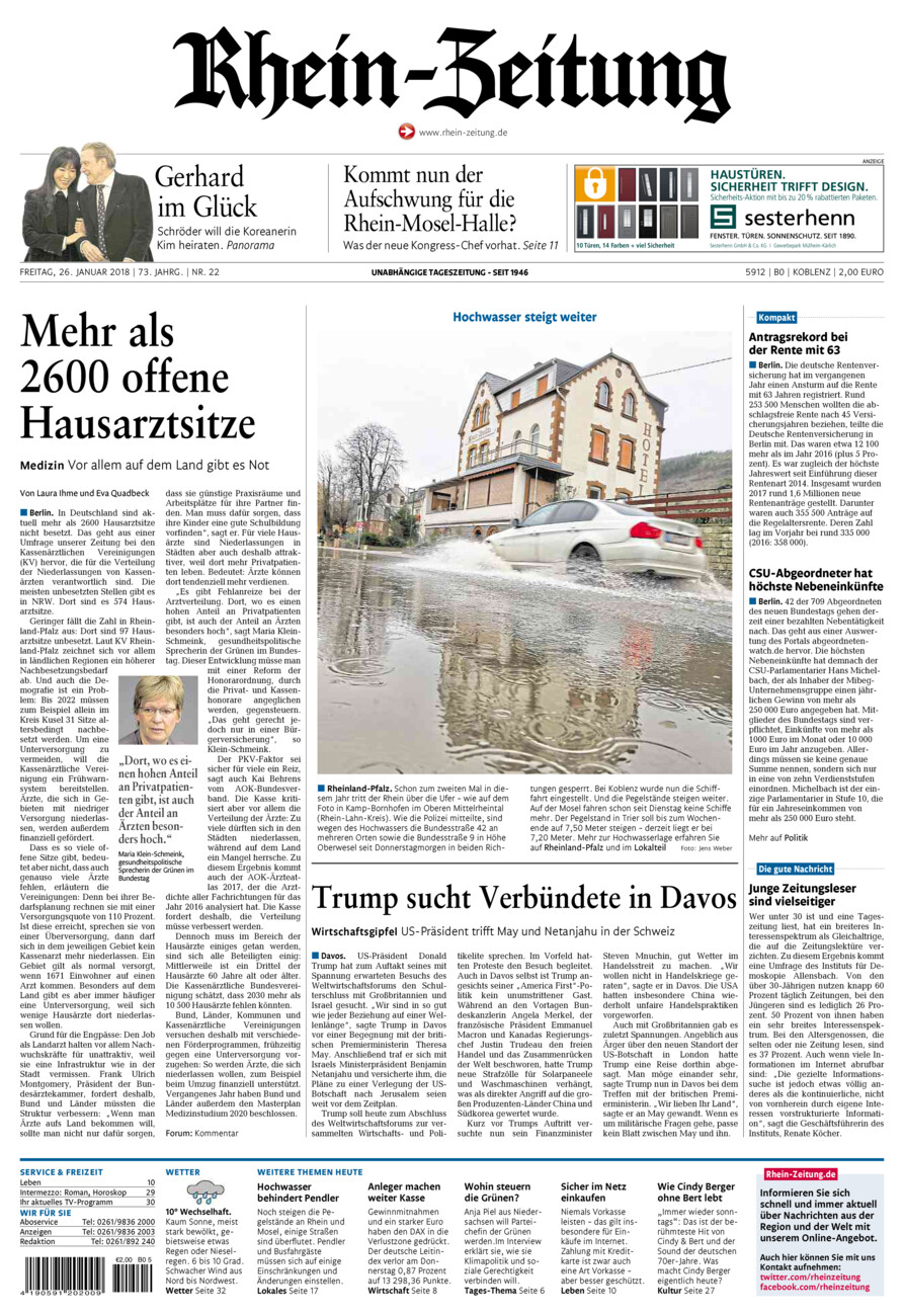 Rhein-Zeitung Koblenz & Region vom Freitag, 26.01.2018