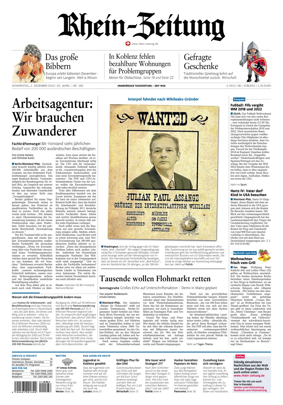 Rhein-Zeitung Koblenz & Region vom Donnerstag, 02.12.2010