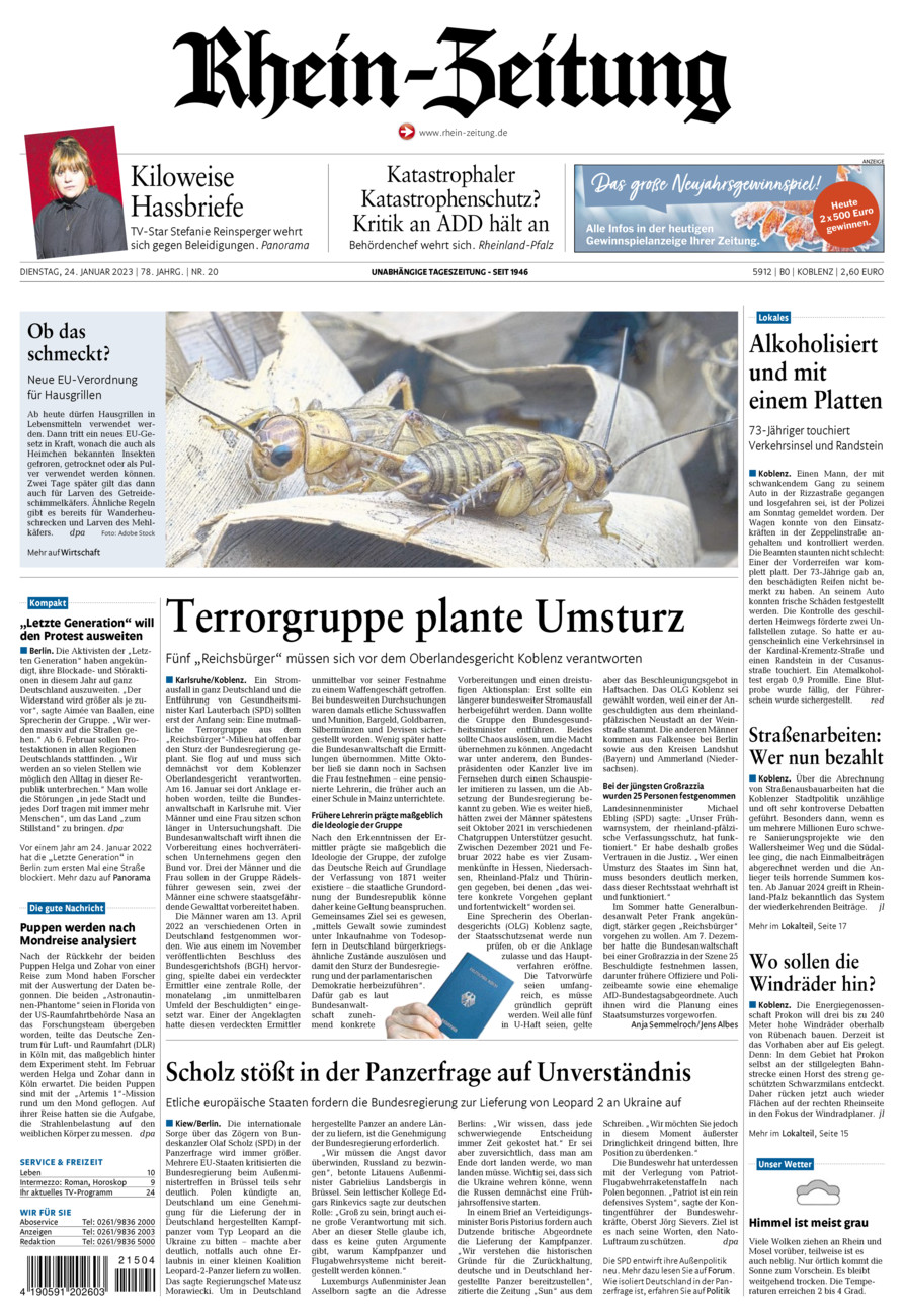 Rhein-Zeitung Koblenz & Region vom Dienstag, 24.01.2023