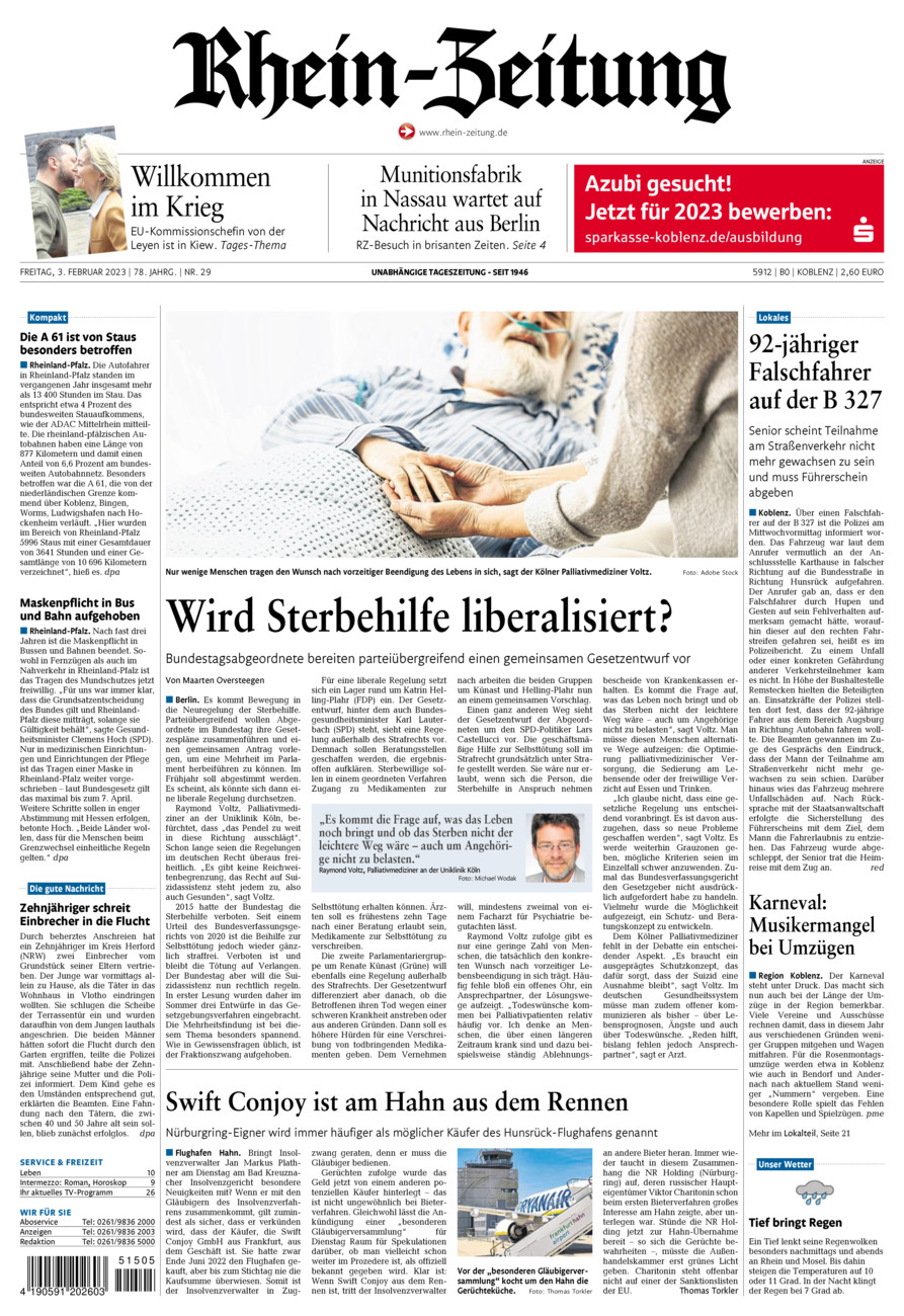 Rhein-Zeitung Koblenz & Region vom Freitag, 03.02.2023