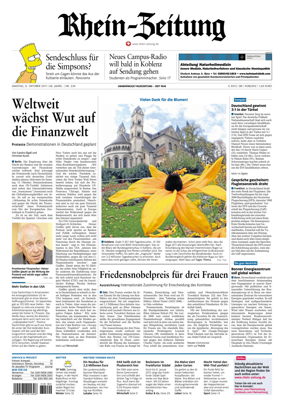 Rhein-Zeitung Koblenz & Region vom Samstag, 08.10.2011