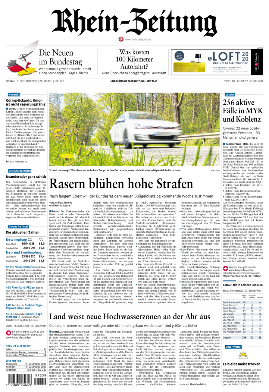Rhein-Zeitung Koblenz & Region vom Freitag, 01.10.2021