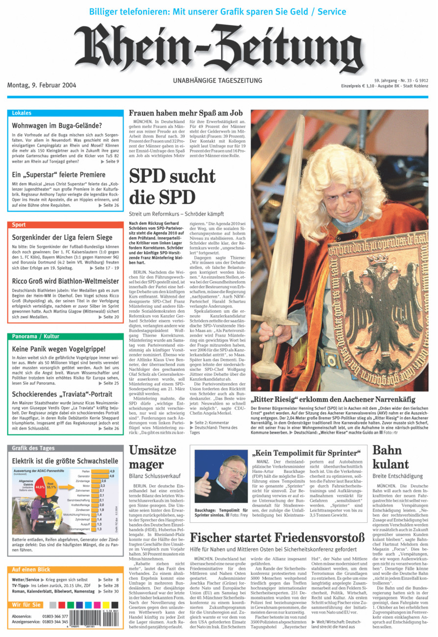 Rhein-Zeitung Koblenz & Region vom Montag, 09.02.2004