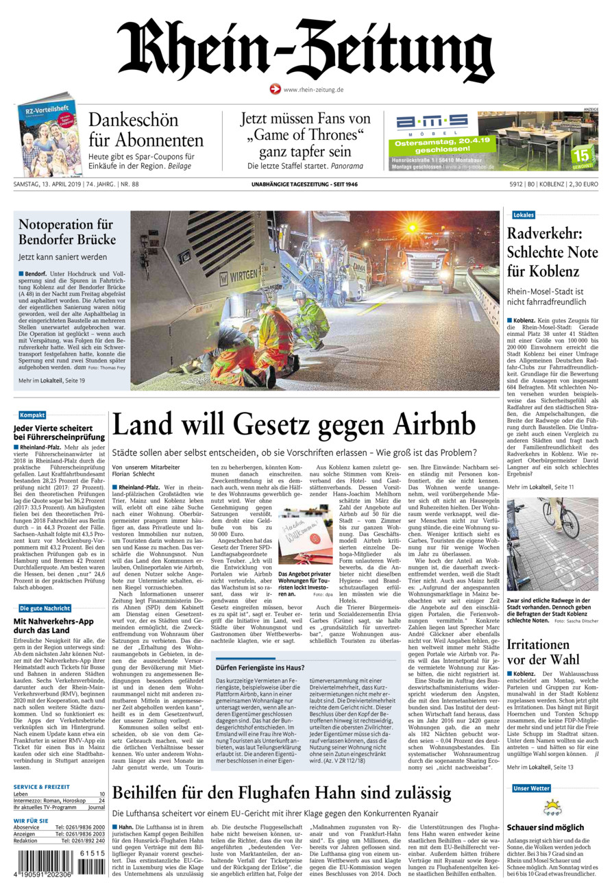Rhein-Zeitung Koblenz & Region vom Samstag, 13.04.2019