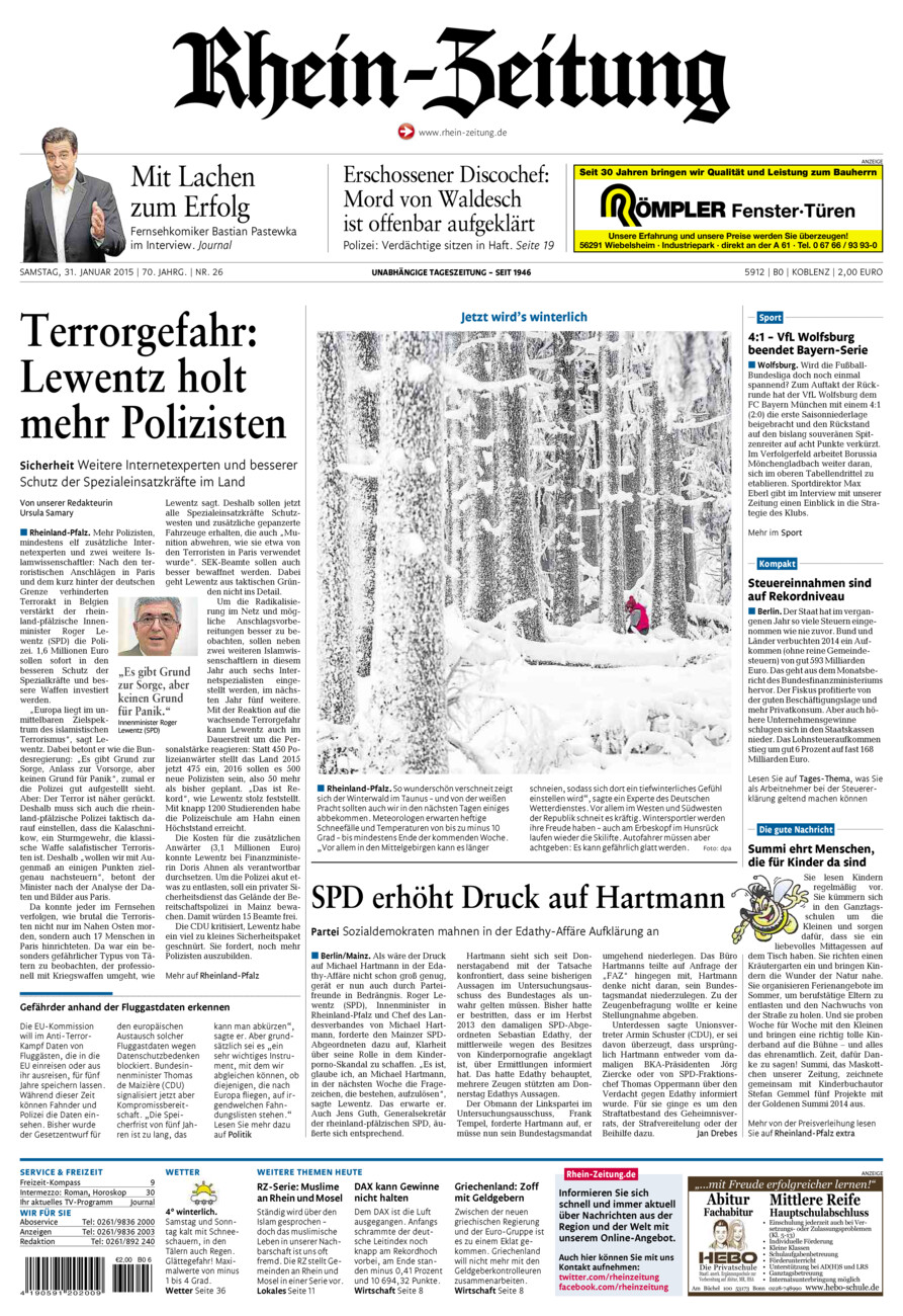 Rhein-Zeitung Koblenz & Region vom Samstag, 31.01.2015