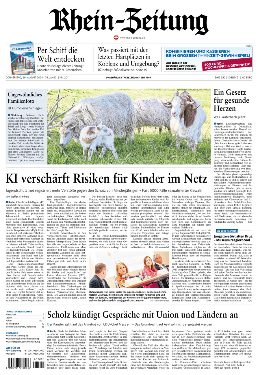 Rhein-Zeitung Koblenz & Region vom Donnerstag, 29.08.2024