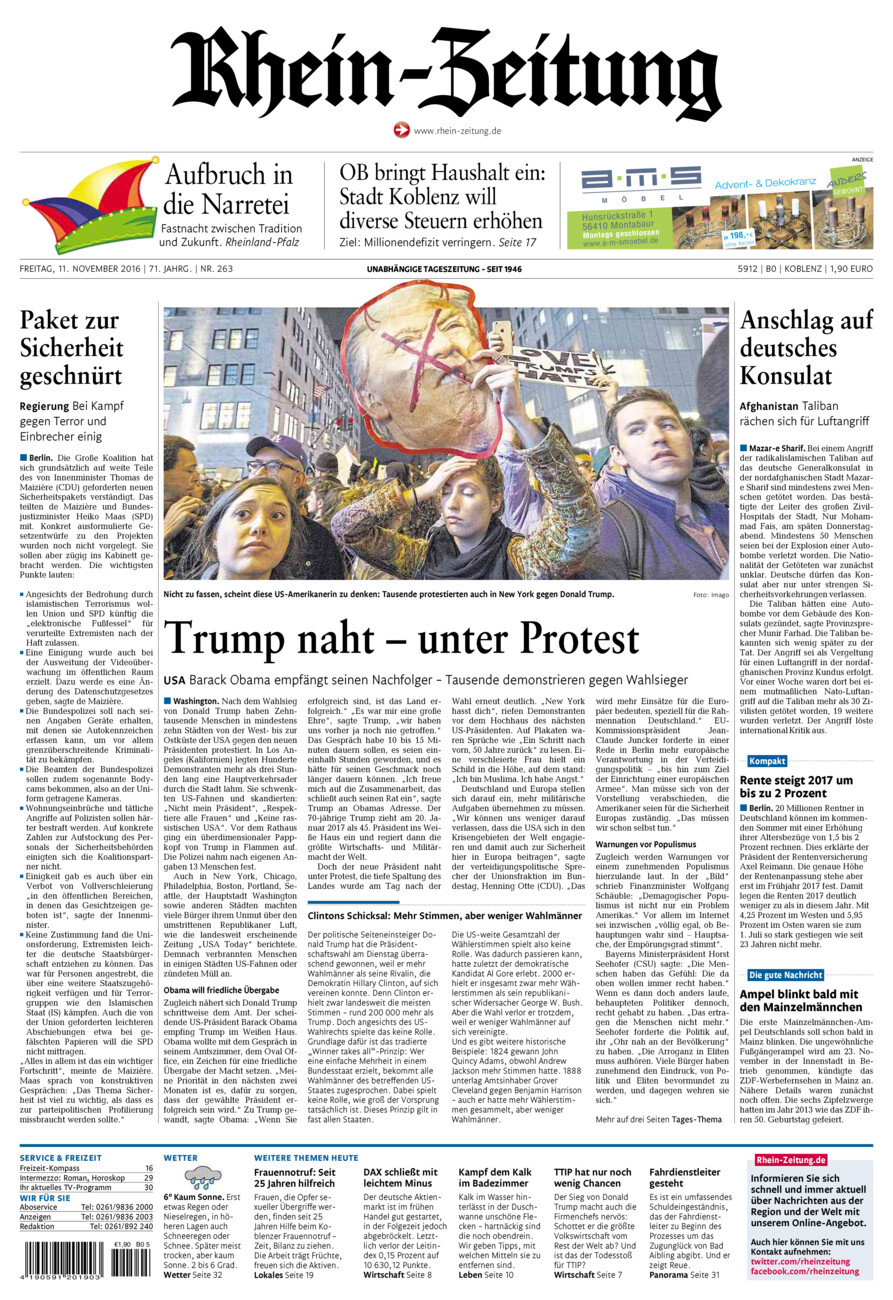 Rhein-Zeitung Koblenz & Region vom Freitag, 11.11.2016