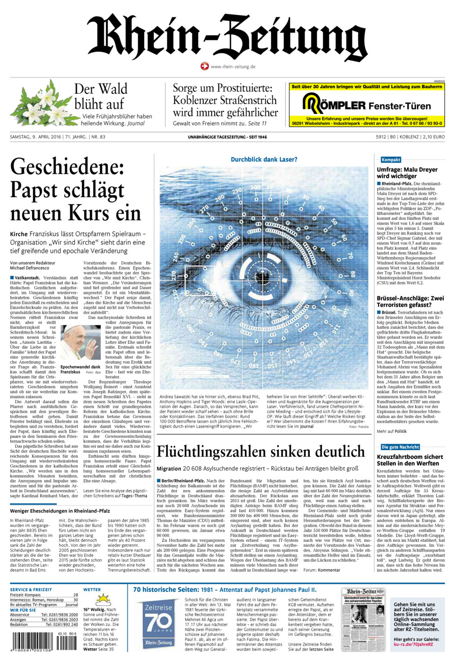 Rhein-Zeitung Koblenz & Region vom Samstag, 09.04.2016