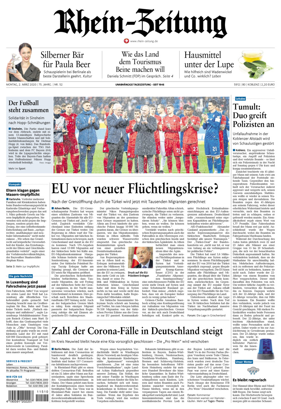 Rhein-Zeitung Koblenz & Region vom Montag, 02.03.2020