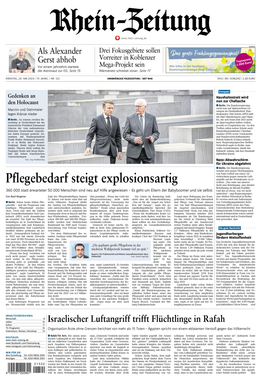 Rhein-Zeitung Koblenz & Region vom Dienstag, 28.05.2024