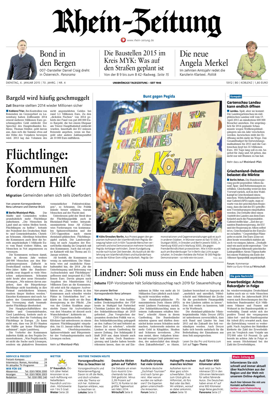 Rhein-Zeitung Koblenz & Region vom Dienstag, 06.01.2015
