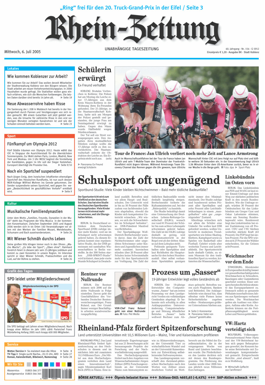 Rhein-Zeitung Koblenz & Region vom Mittwoch, 06.07.2005