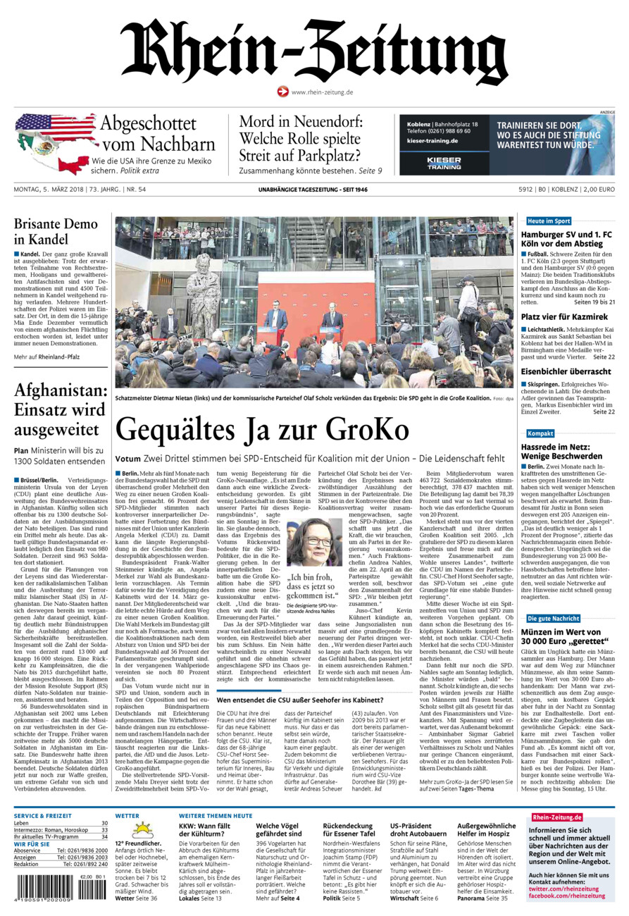 Rhein-Zeitung Koblenz & Region vom Montag, 05.03.2018