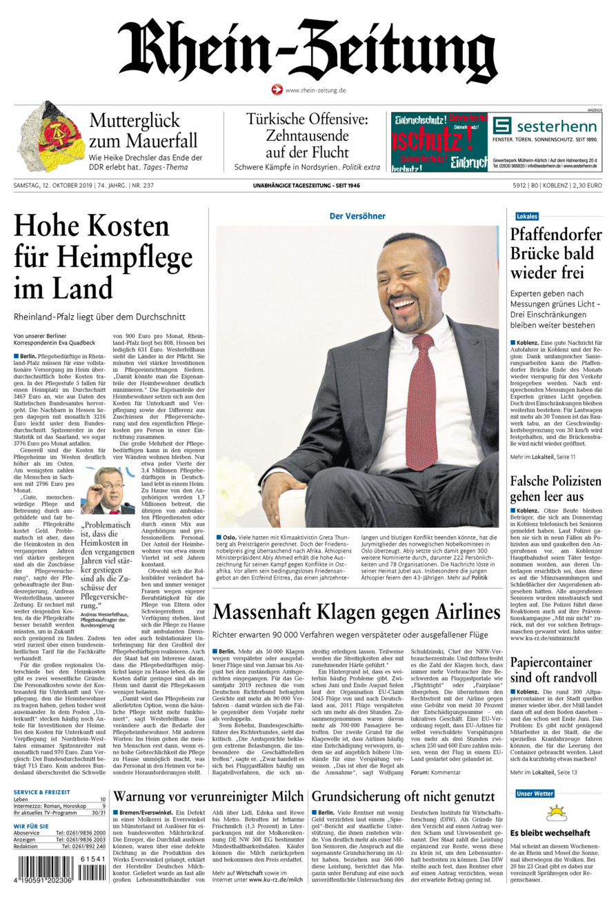 Rhein-Zeitung Koblenz & Region vom Samstag, 12.10.2019