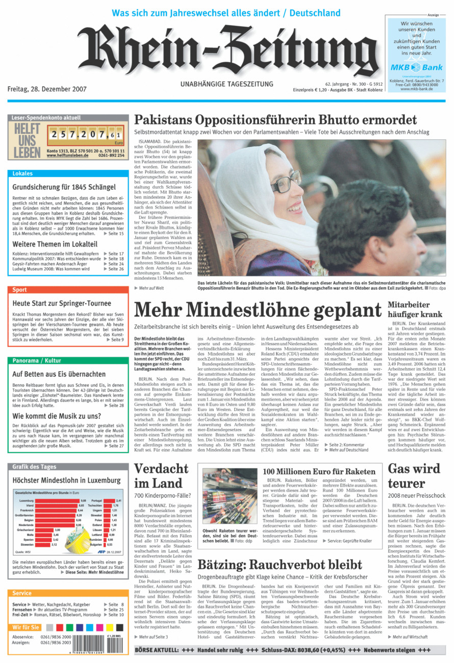 Rhein-Zeitung Koblenz & Region vom Freitag, 28.12.2007