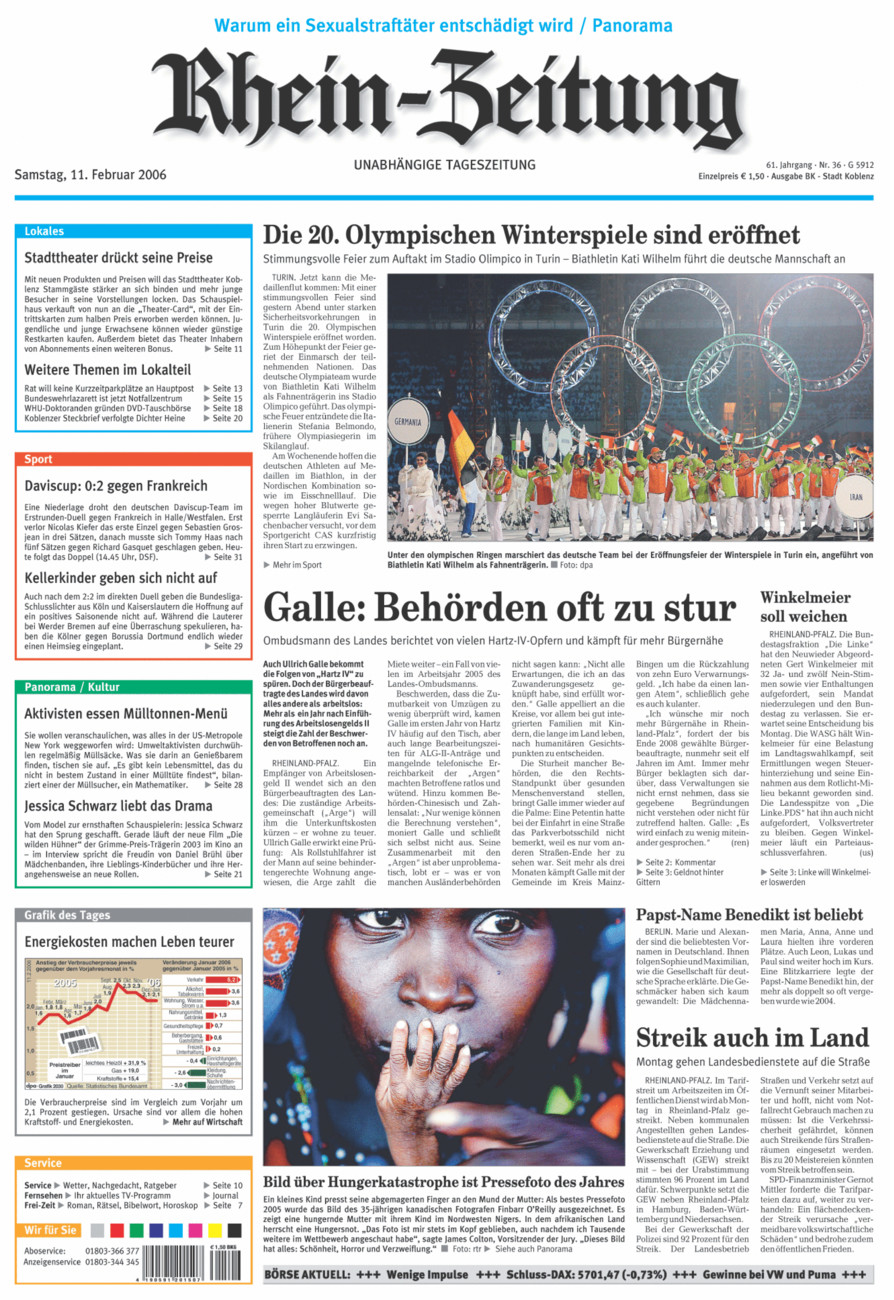 Rhein-Zeitung Koblenz & Region vom Samstag, 11.02.2006